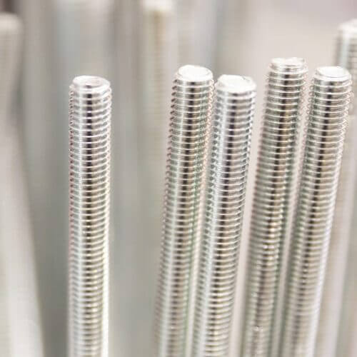 Closeup of threaded steel rods