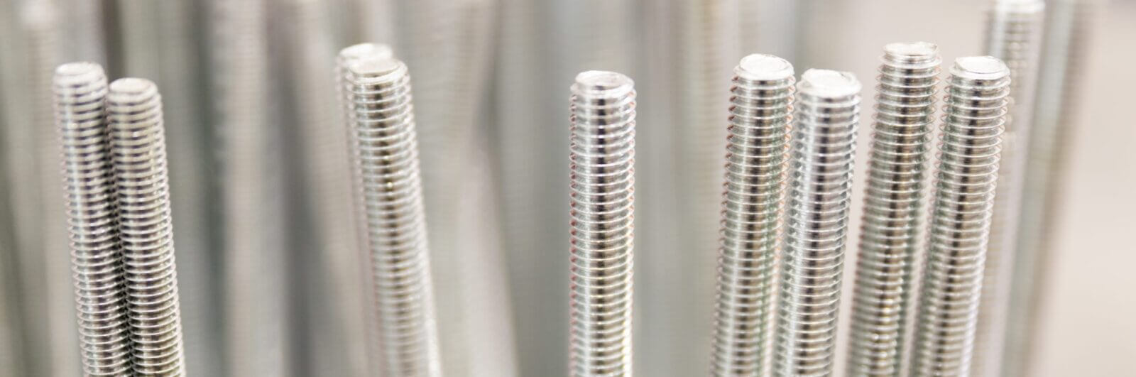 Closeup of threaded steel rods