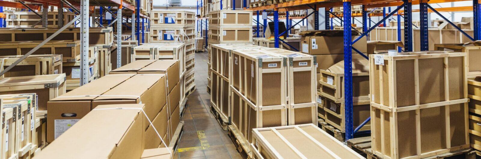 A warehouse full of wooden crates