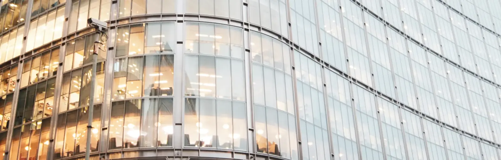 Closeup of a glass office tower