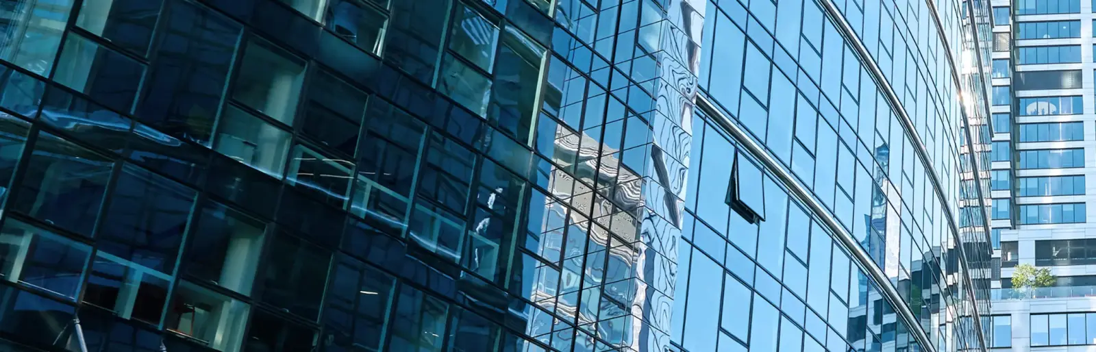 Closeup of a glass office tower
